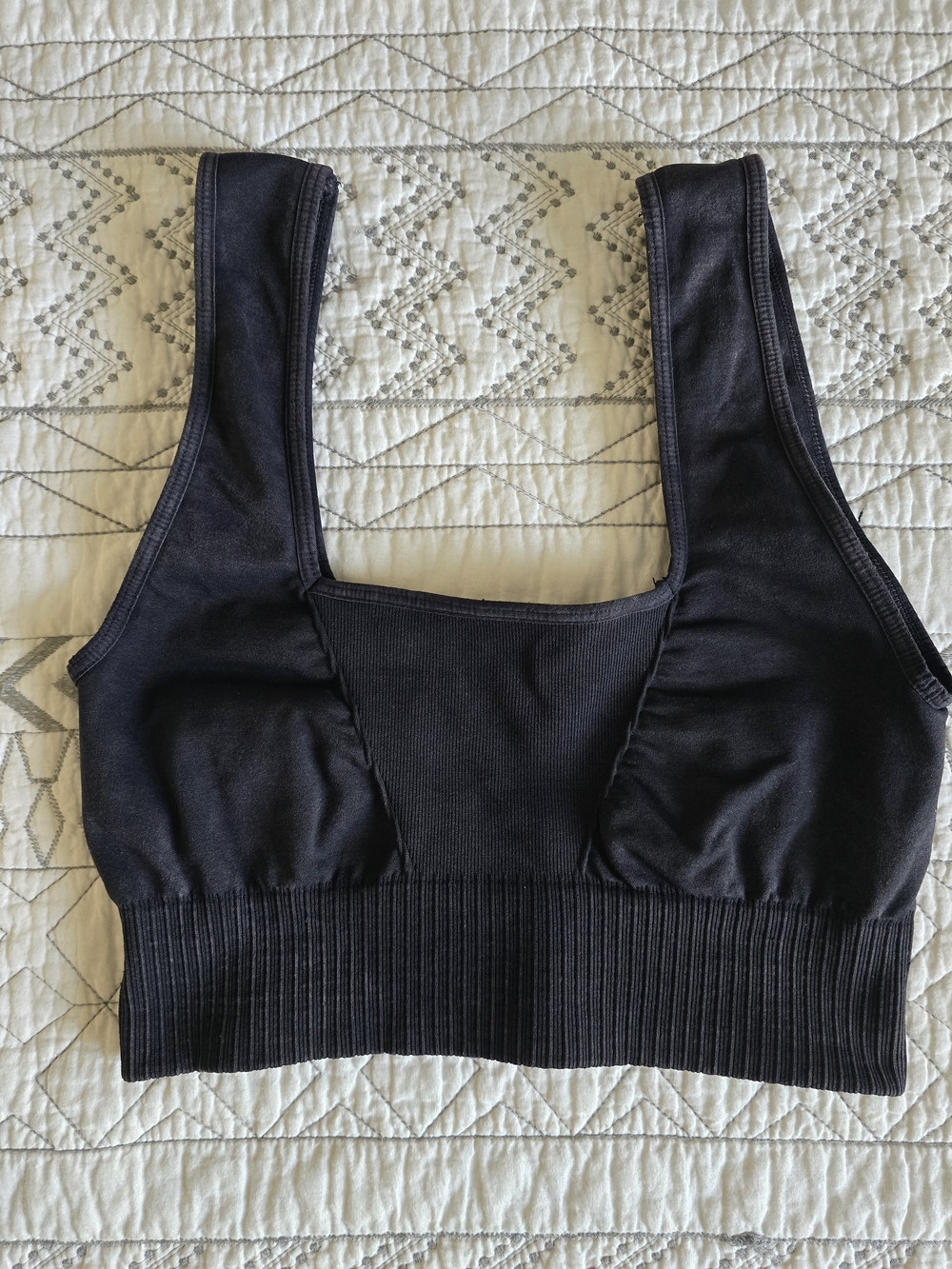 FP Movement Good Karma Square Neck Washed Black Ribbed Bra Medium